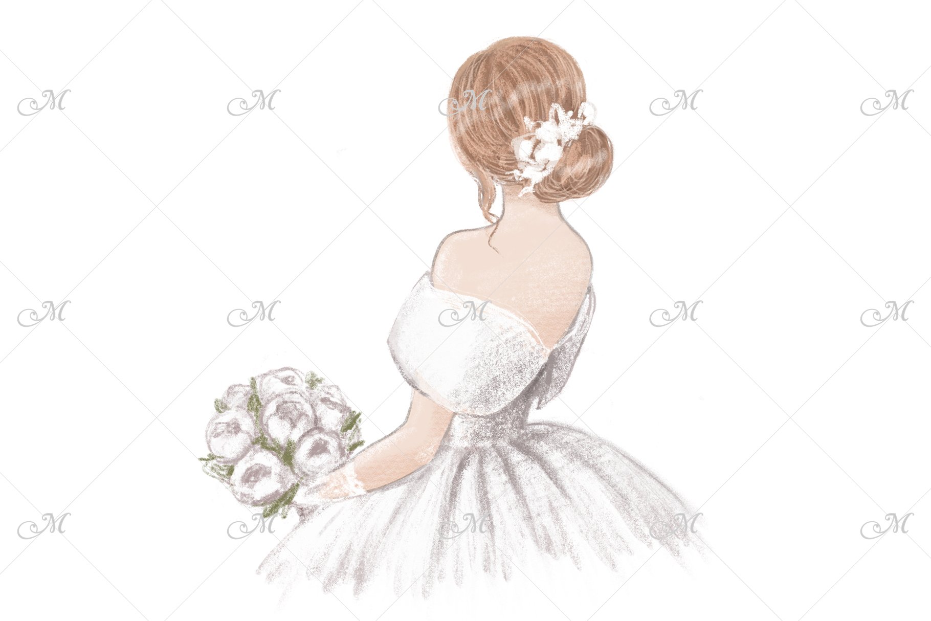 Bride with Bouquet Hand Drawn cover image.