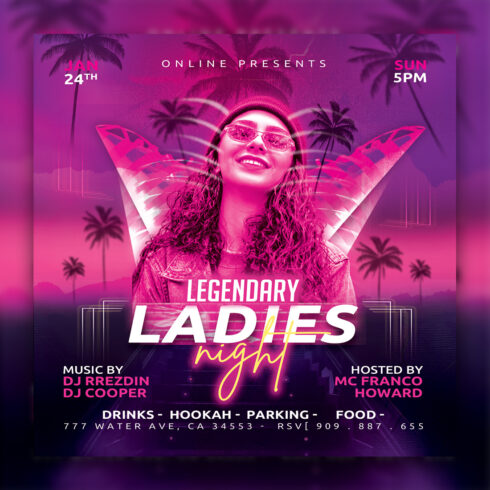 Ladis night Party Flyer Template / Instagram Banner psd cover image.