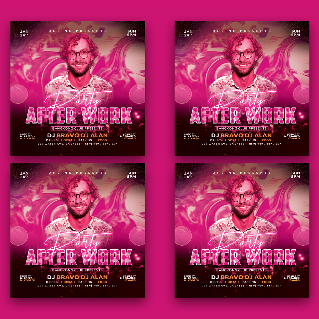 After work night Party Flyer Template Psd preview image.