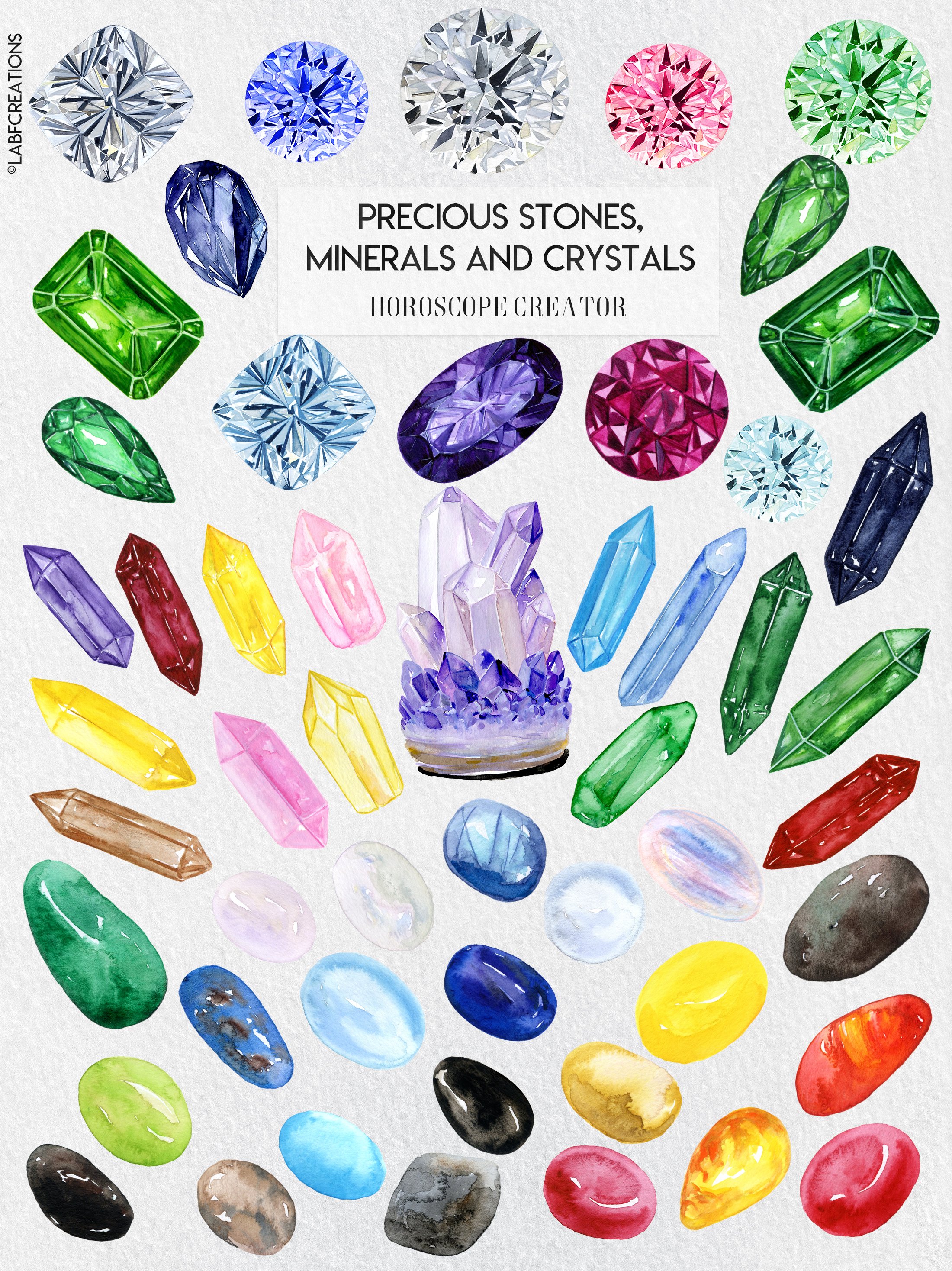 Watercolor Stones, Crystals Minerals cover image.