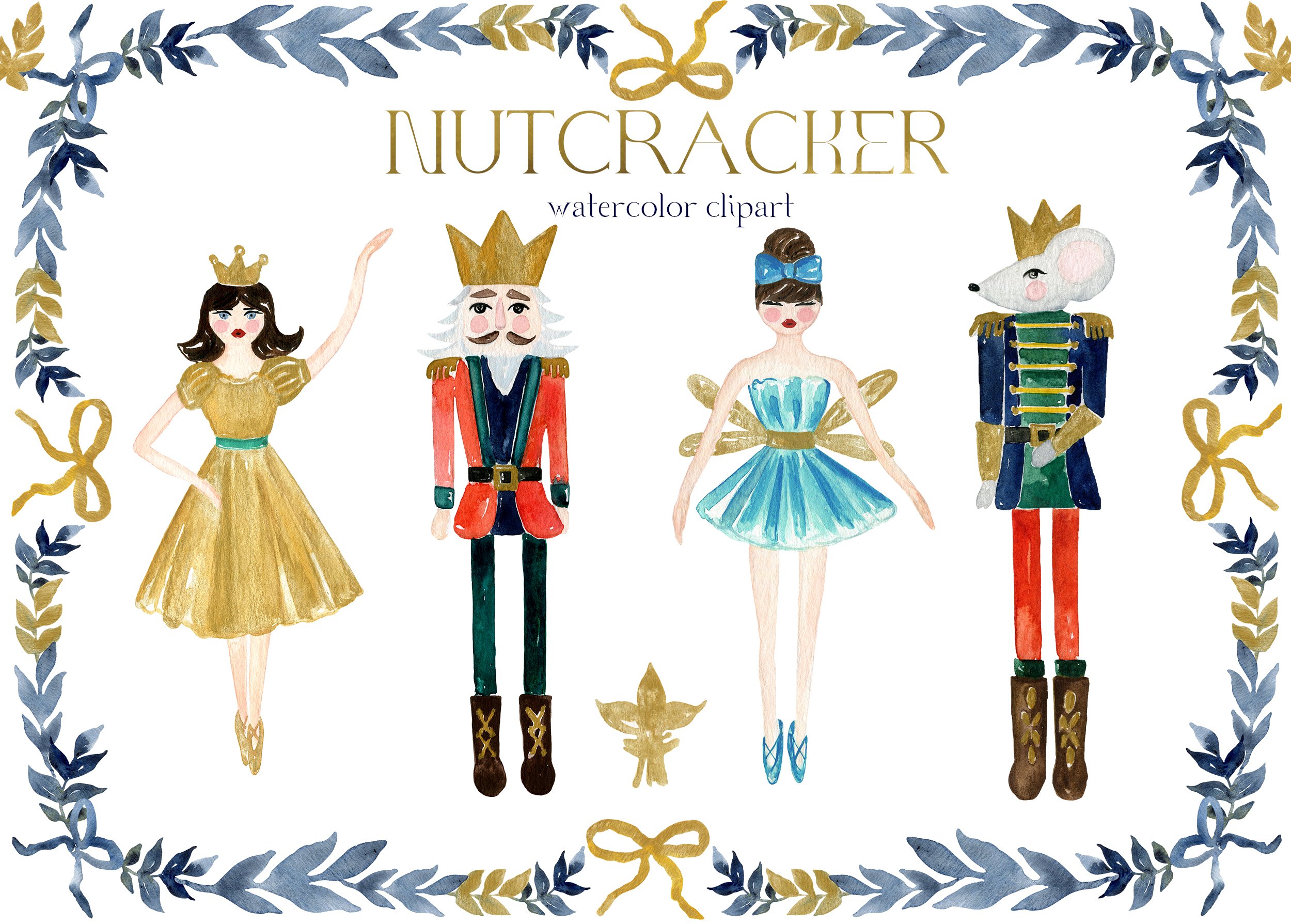Nutcracker Christmas Ballet Clipart preview image.