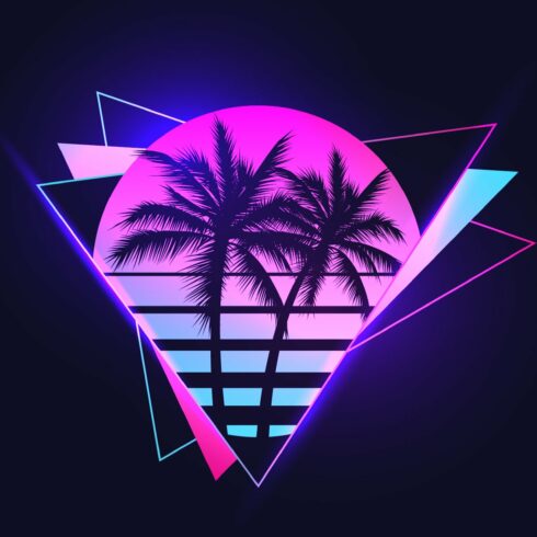 Vaporwave sunset with palms cover image.