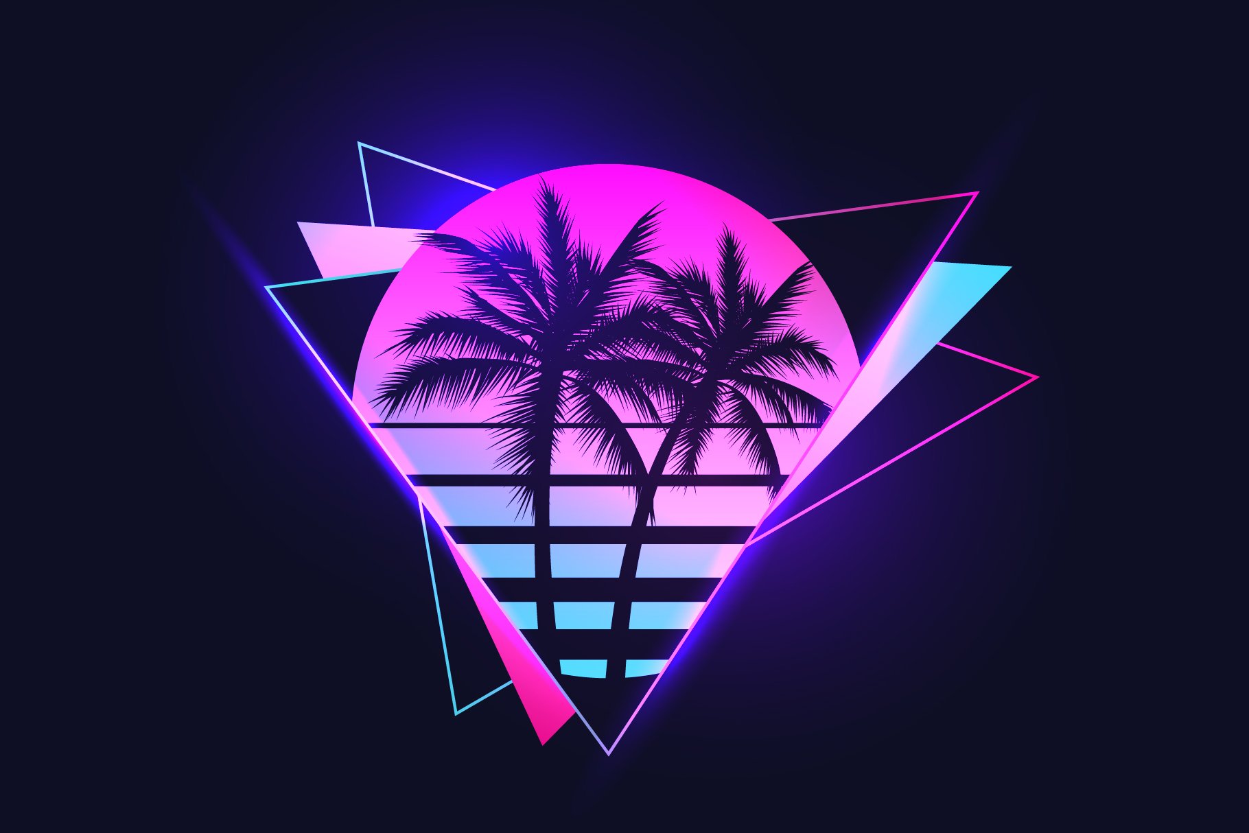 Vaporwave sunset with palms cover image.