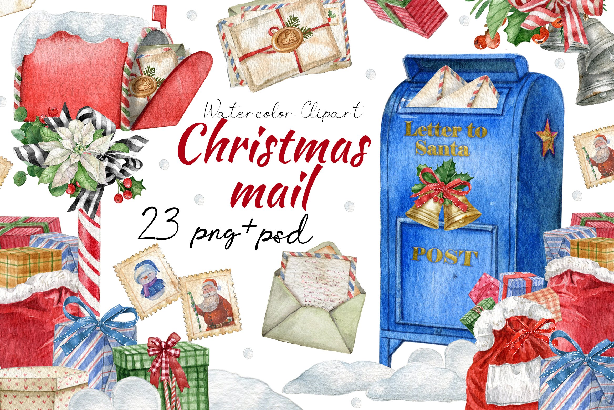 Christmas Santa mail clipart. cover image.