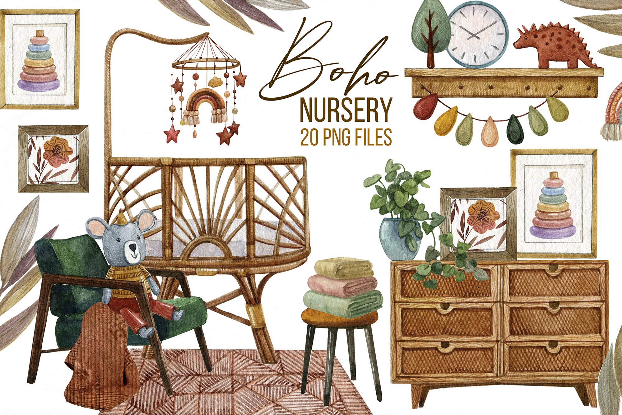 Boho Baby room clipart cover image.