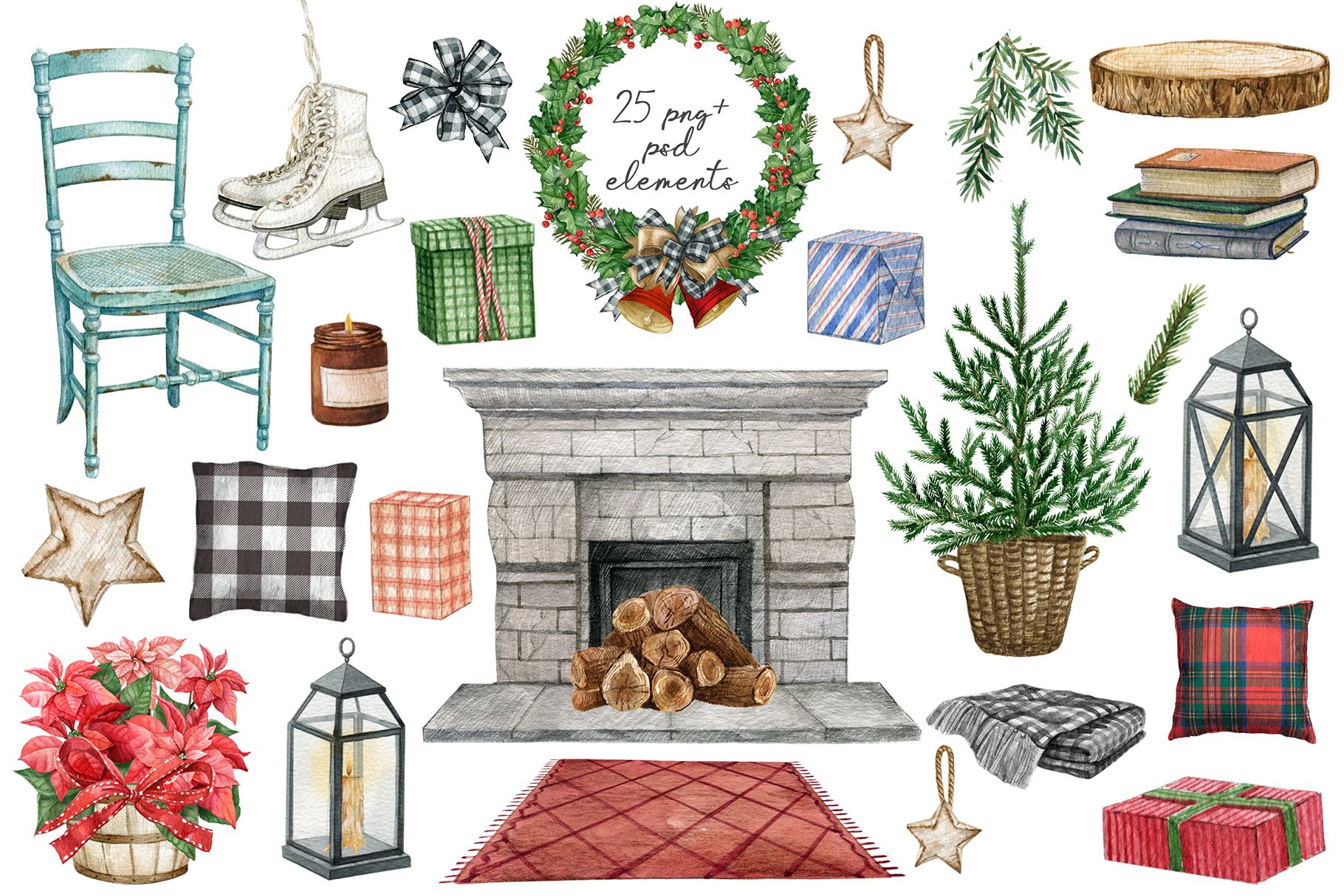 Farmhouse christmas decor clipart. preview image.