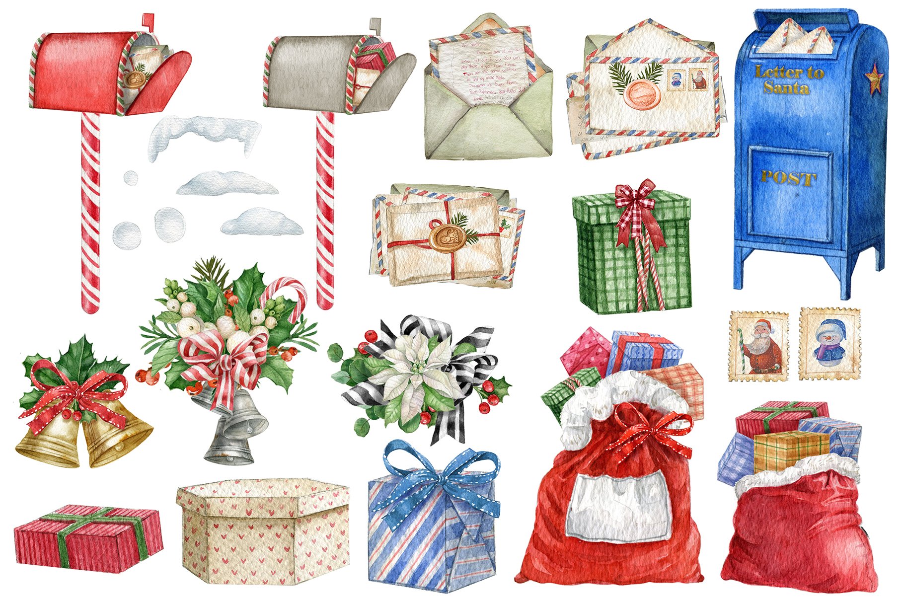 Christmas Santa mail clipart. preview image.