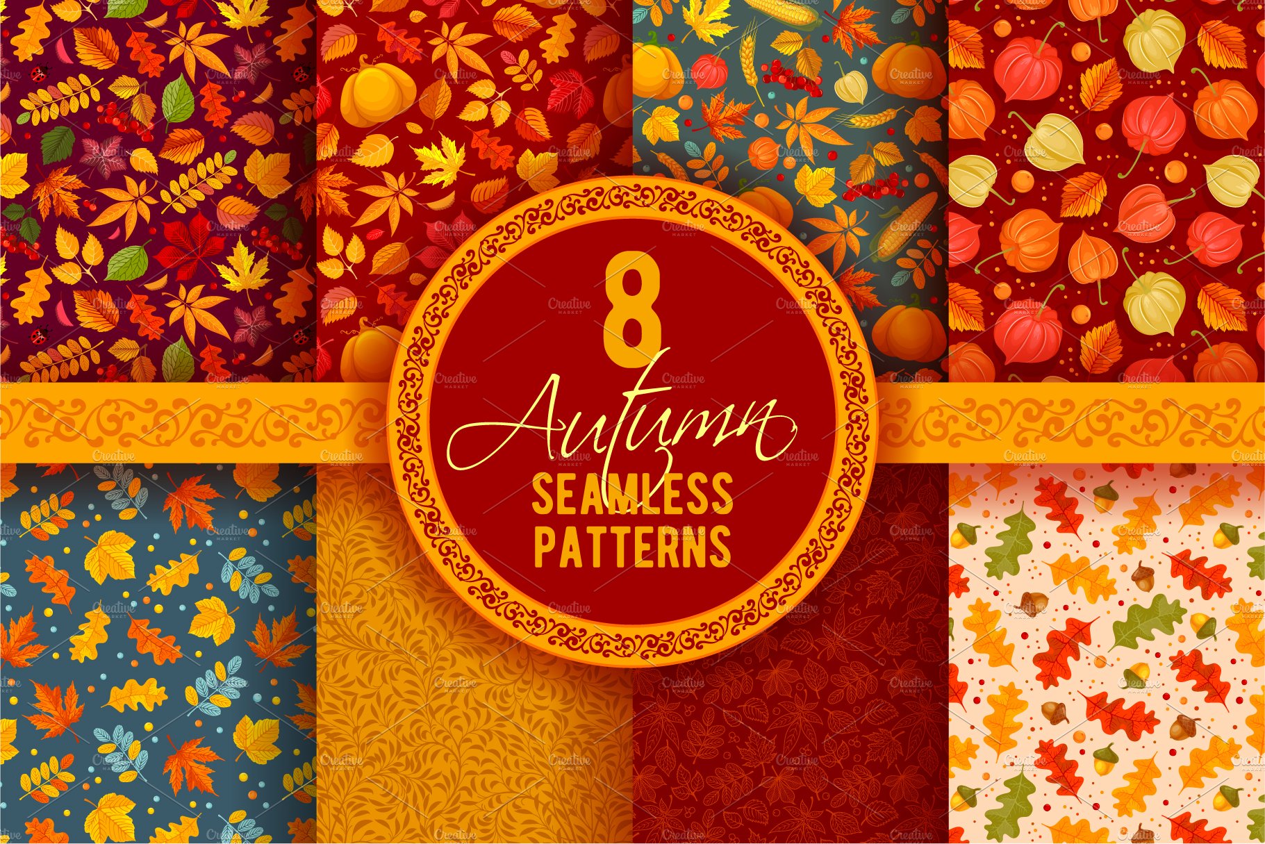 Autumn Seamless Patterns Set cover image.