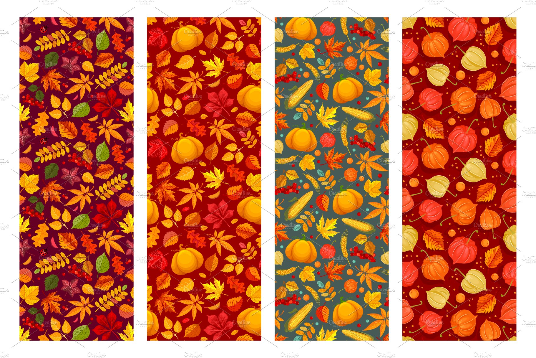 Autumn Seamless Patterns Set preview image.