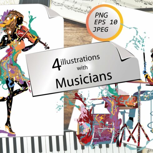 Abstract colorful musicians. cover image.