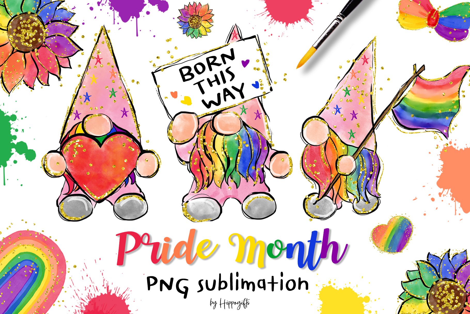 Gnome Pride Month clipart cover image.