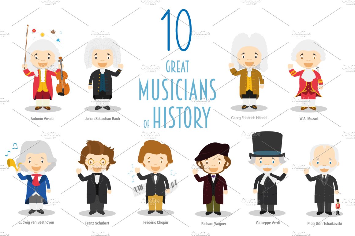 10 Great Musicians of History cover image.