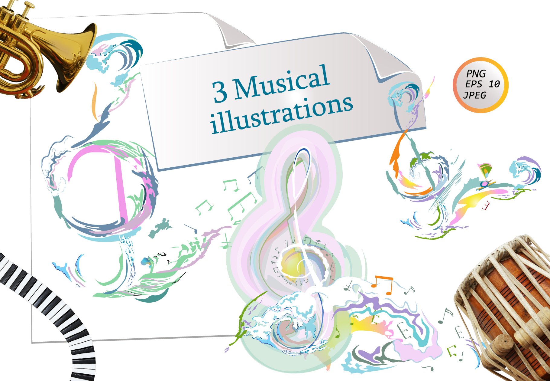 Musical collection with treble clefs cover image.