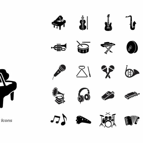 Music vector icons cover image.