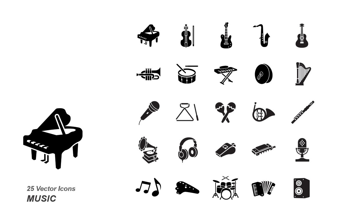 Music vector icons cover image.