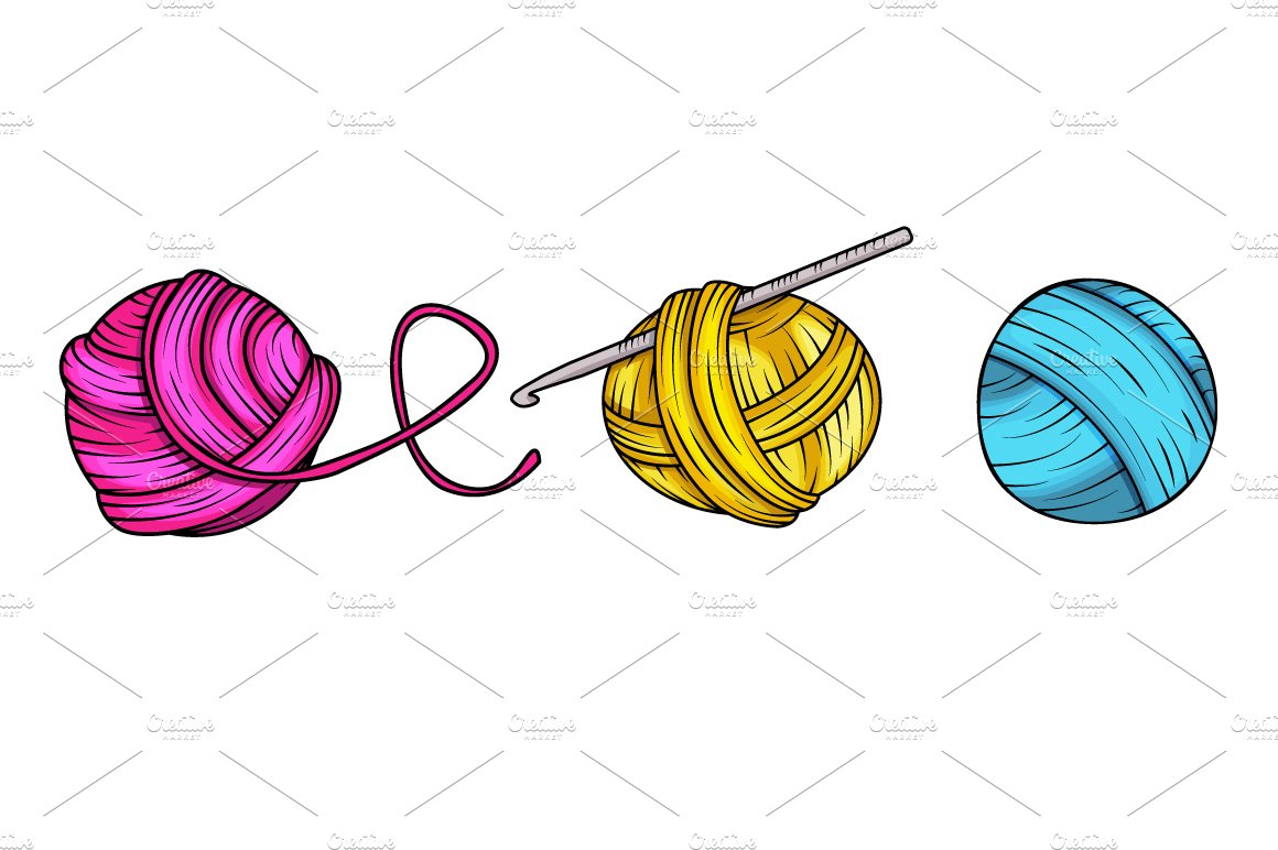 Yarn balls in vector cover image.