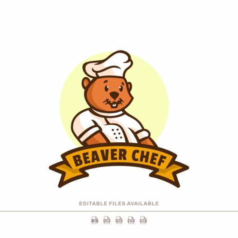 Beaver Chef Mascot Cartoon Logo cover image.