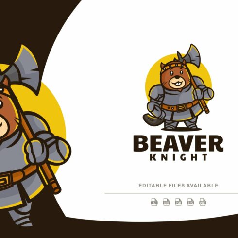 Knight Beaver Mascot Cartoon Logo cover image.