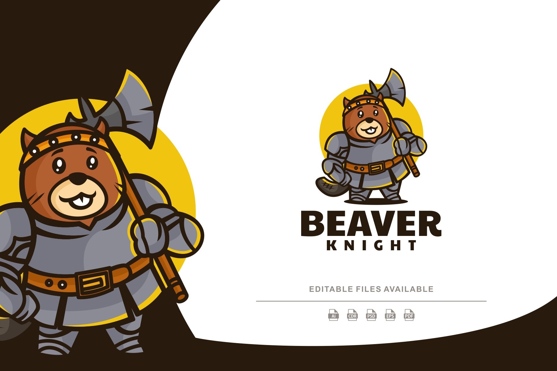 Knight Beaver Mascot Cartoon Logo cover image.