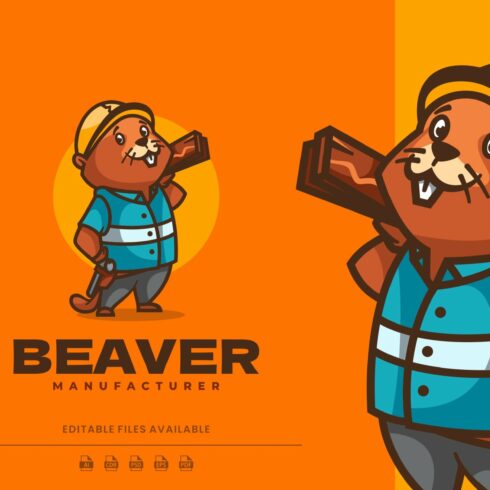 Beaver Cartoon Character Logo cover image.