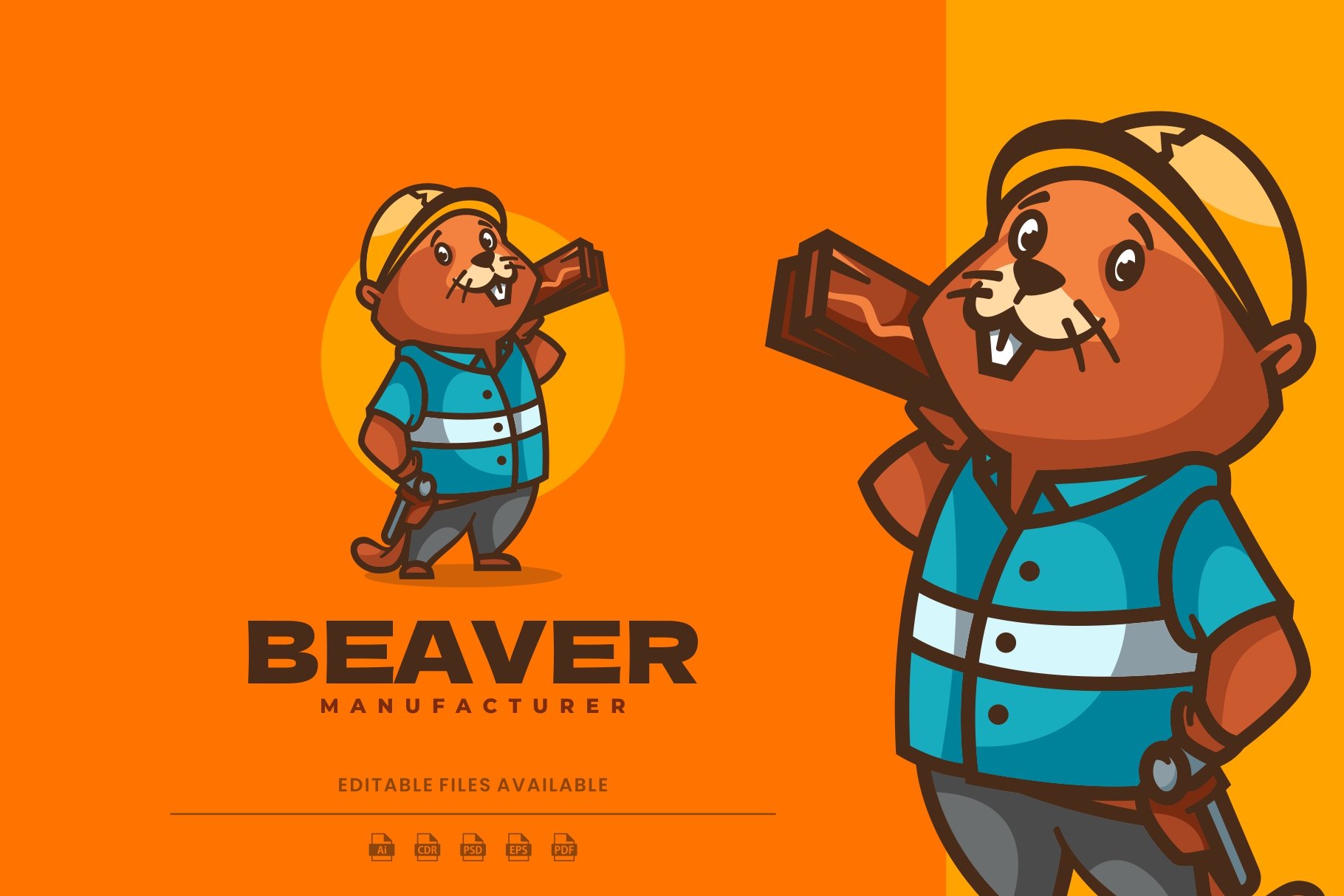 Beaver Cartoon Character Logo cover image.