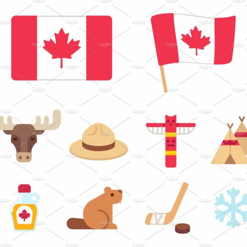 Canada cartoon icons cover image.