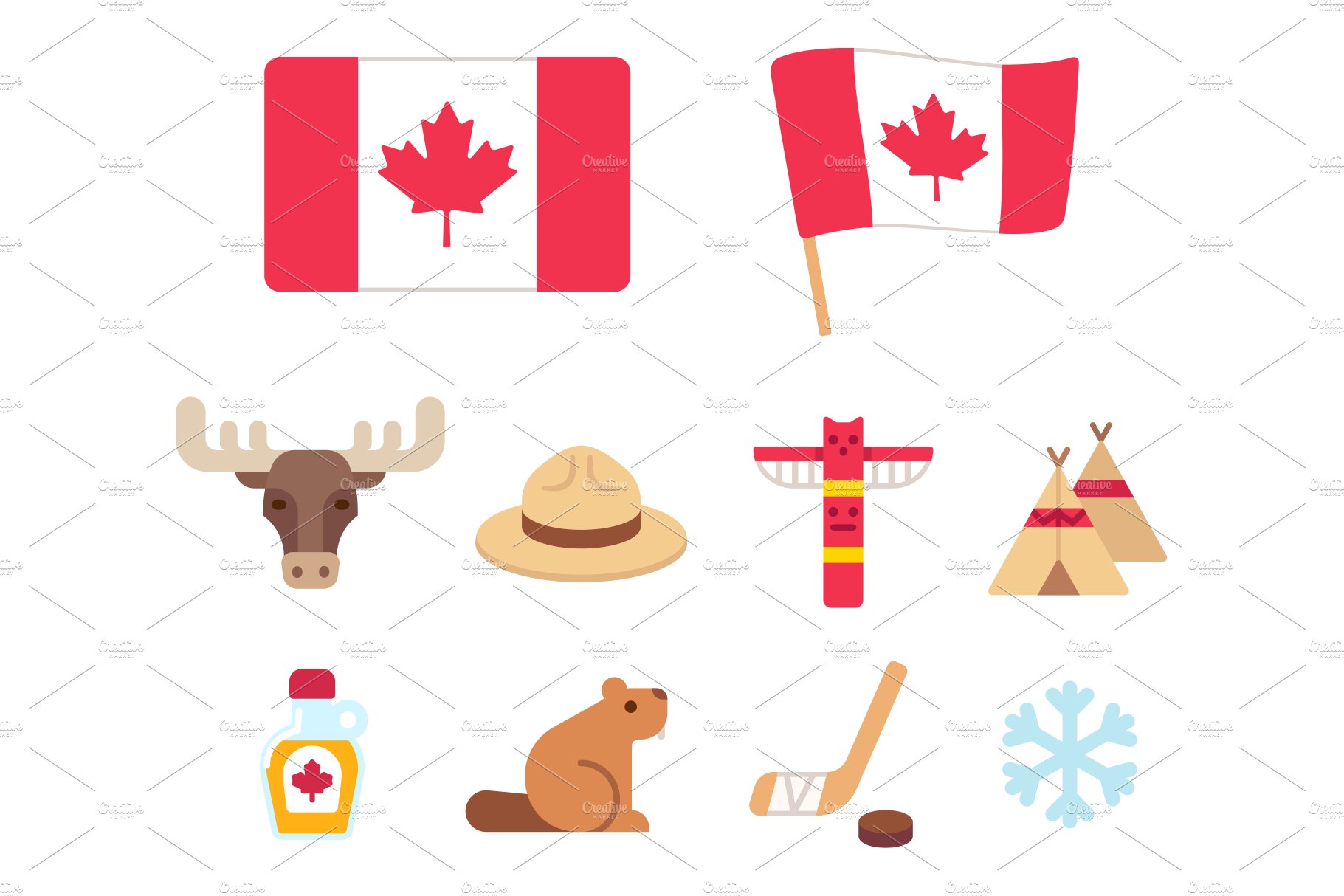 Canada cartoon icons cover image.