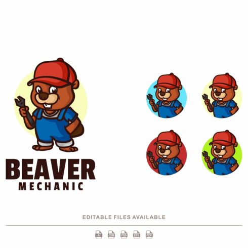 Beaver Mechanic Cartoon Mascot Logo cover image.