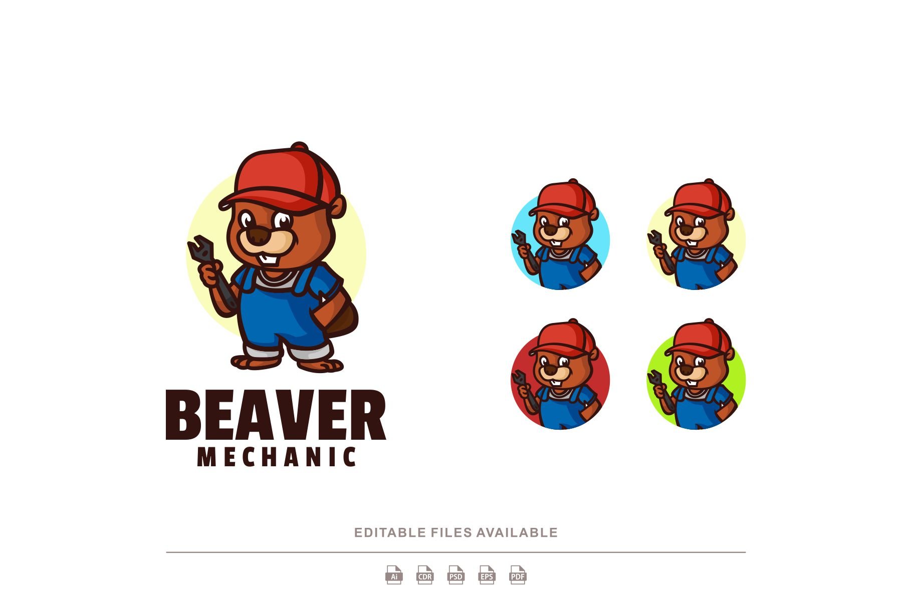 Beaver Mechanic Cartoon Mascot Logo cover image.