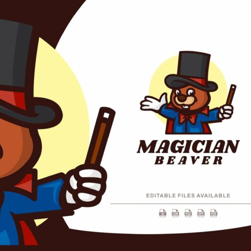 Magician Beaver Mascot Cartoon Logo cover image.