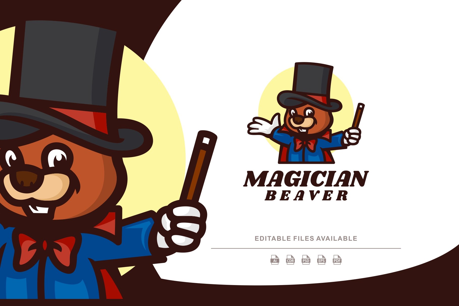 Magician Beaver Mascot Cartoon Logo cover image.