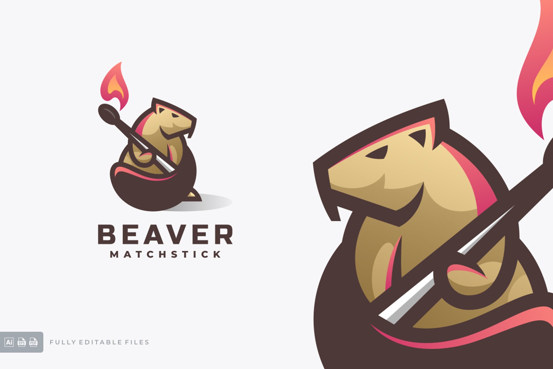 Beaver Simple Mascot Logo cover image.