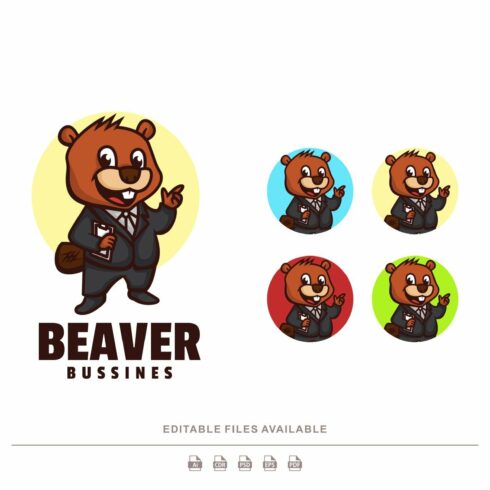 Beaver Business Cartoon Mascot Logo cover image.