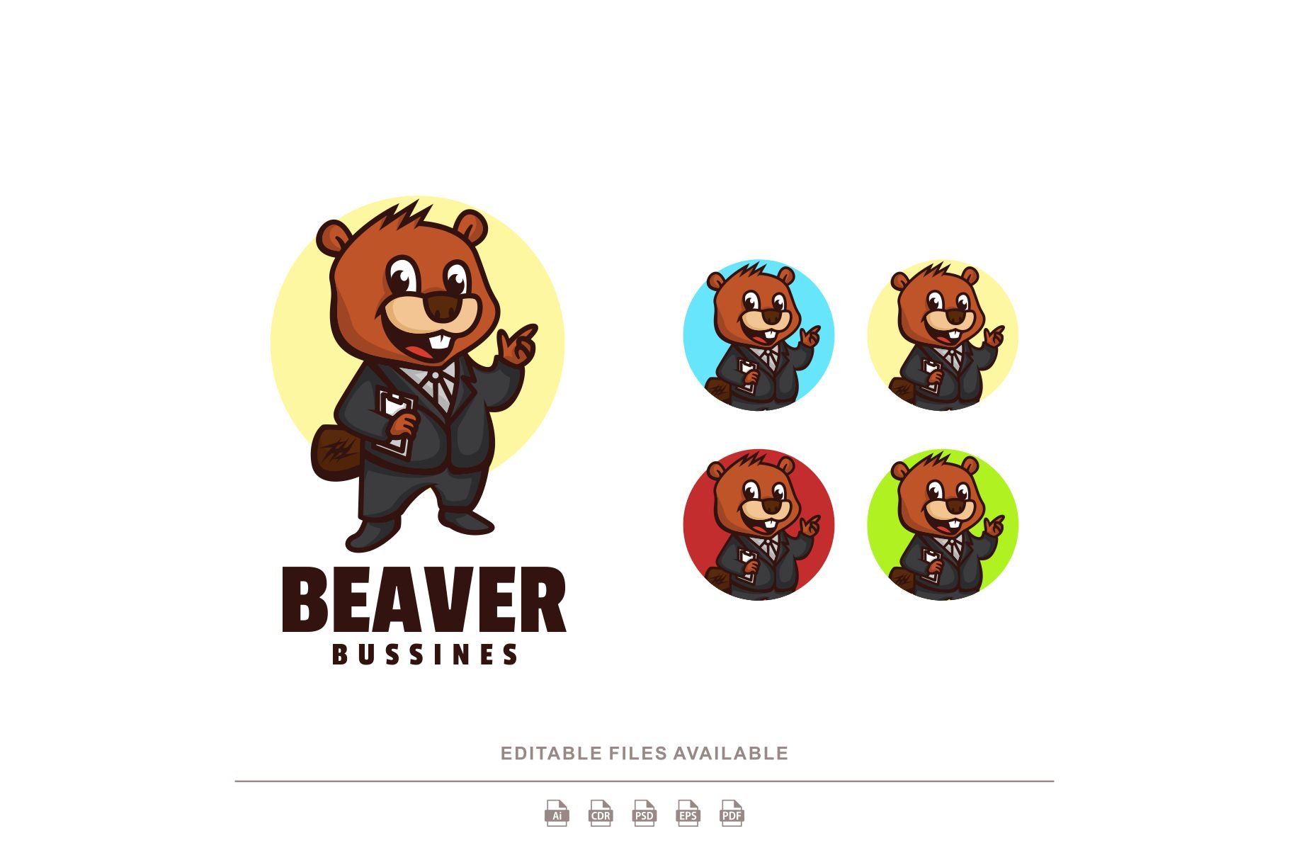 Beaver Business Cartoon Mascot Logo cover image.
