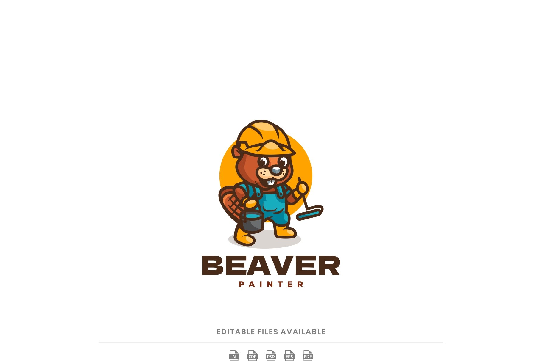 Beaver Painter Cartoon Mascot Logo cover image.