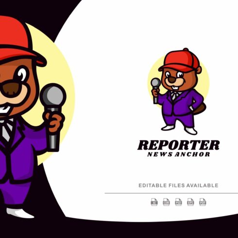 Beaver Reporter Mascot Cartoon Logo cover image.