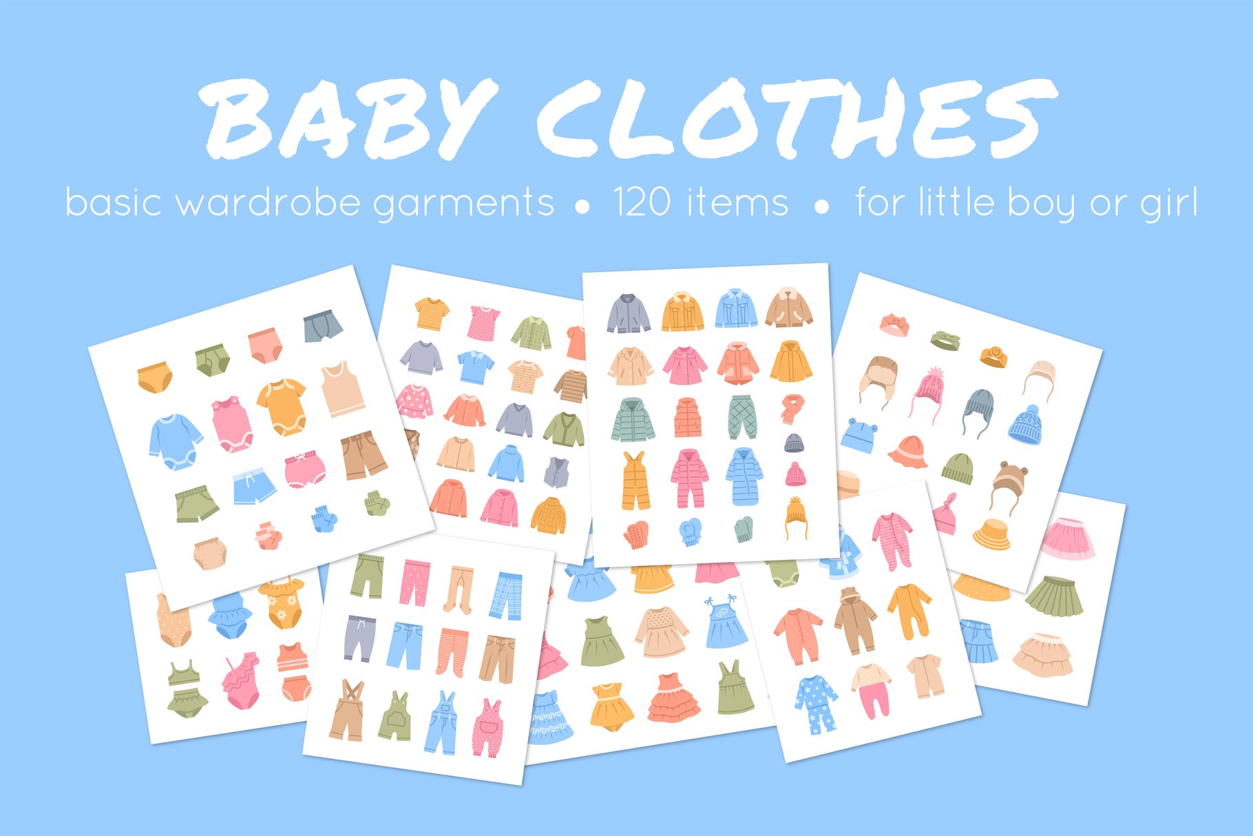Baby Children Clothes Color Icons cover image.