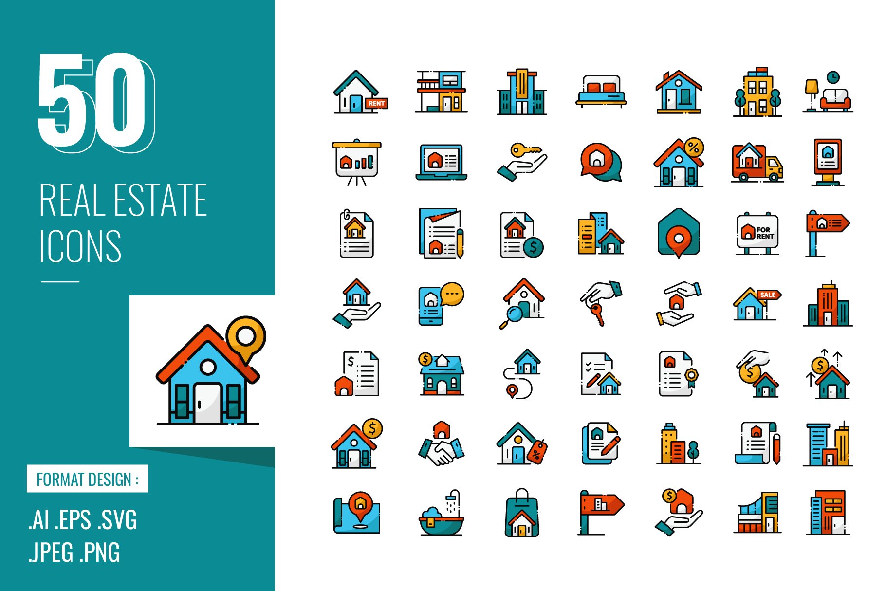 Real Estate Icons Ver. 01 preview image.