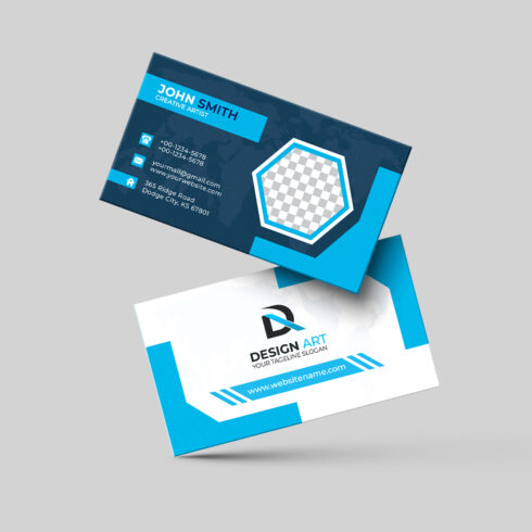 BLACK & BLUE Modern Business Card Design cover image.