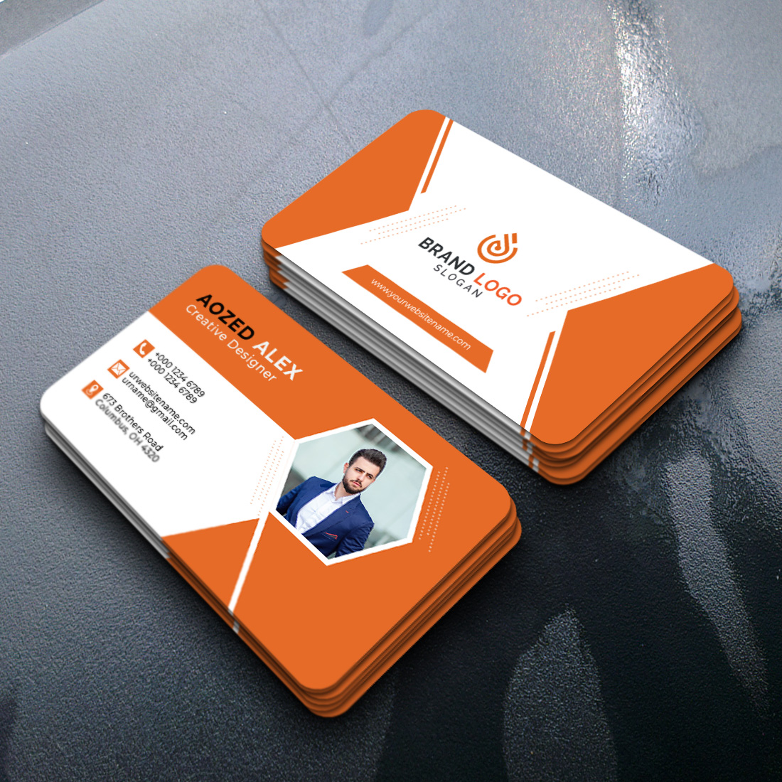 Colorful Corporate Business Card Design Template preview image.