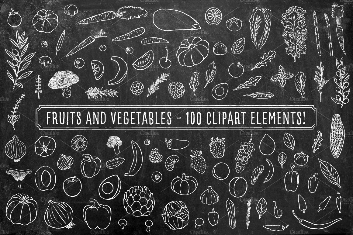 Chalkboard Fruits and Vegetables cover image.