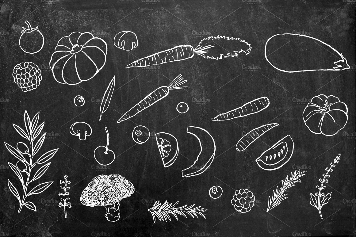 Chalkboard Fruits and Vegetables preview image.