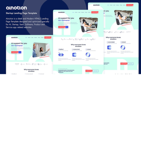 Free Ainotion HTML Landing Page Template cover image.