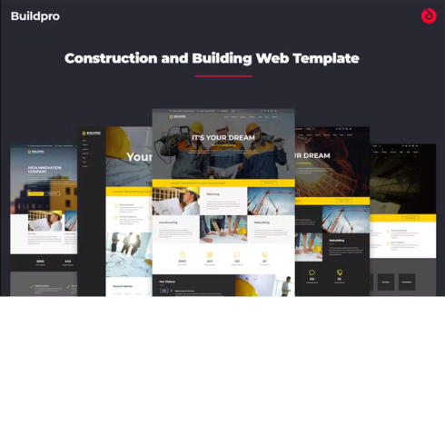 Free Construction and Building Website Template cover image.