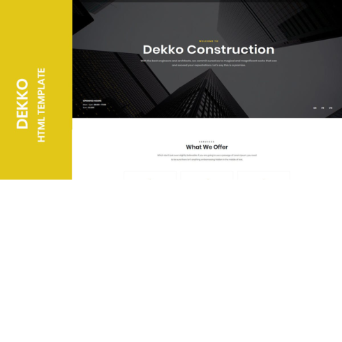 Free Dekko Construction HTML5 Template cover image.