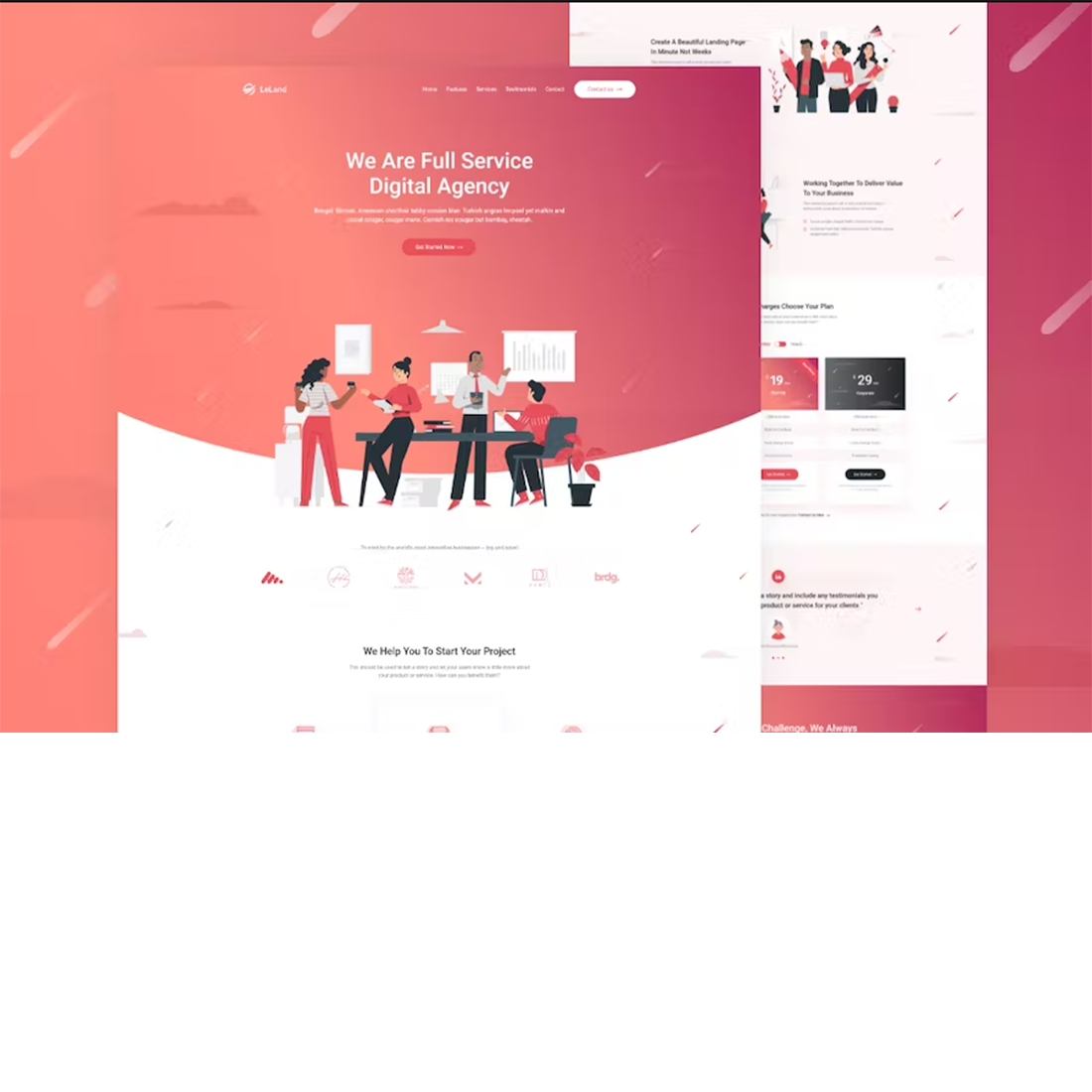 Free LeLand Isometric Business HTML Landing Page Template cover image.