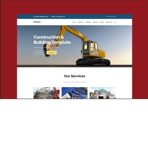 Free Shtepia Construction & Building HTML5 Template cover image.