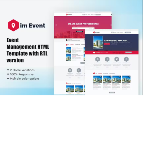 Free Event Management Website Template cover image.