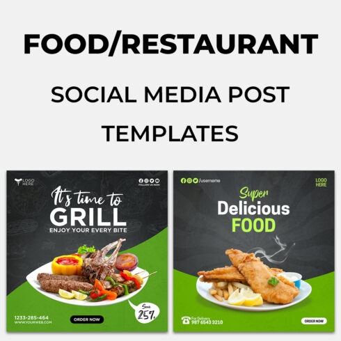 2 Food Menu Restaurant Social Media Banner Post Templates cover image.