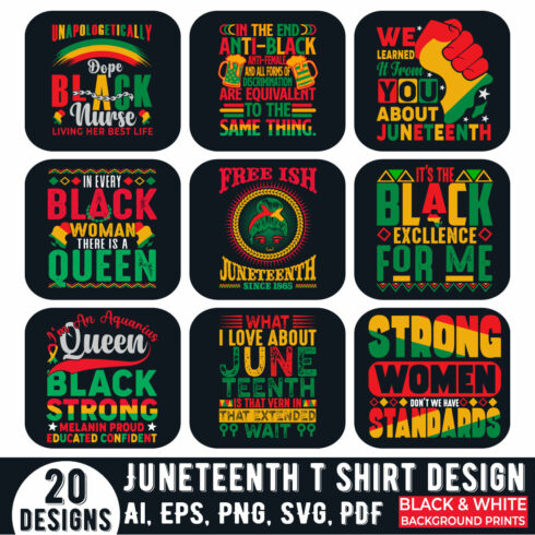 Juneteenth Typography t-shirt Design Bundle cover image.